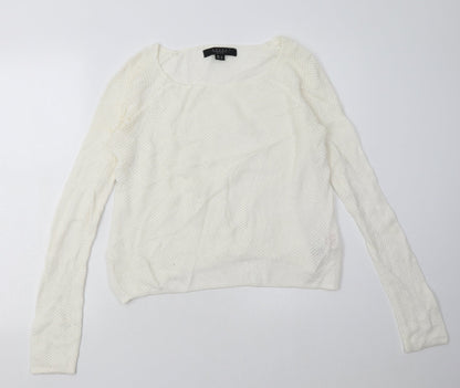 amara Womens White  Cotton Pullover Sweatshirt Size 12  Pullover