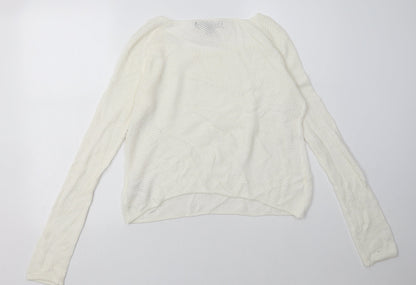 amara Womens White  Cotton Pullover Sweatshirt Size 12  Pullover