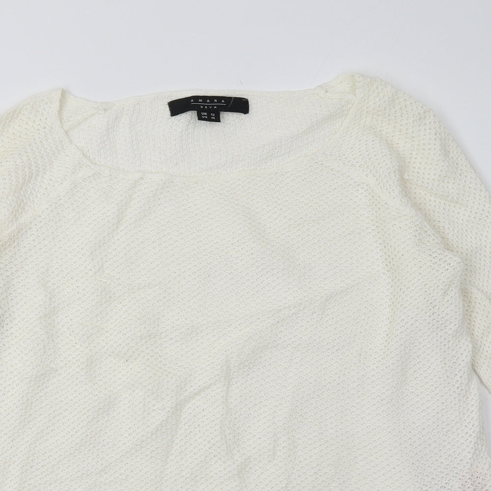 amara Womens White  Cotton Pullover Sweatshirt Size 12  Pullover