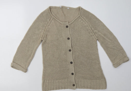Womens UK Size S Preworn Brown Cardigan Jumper