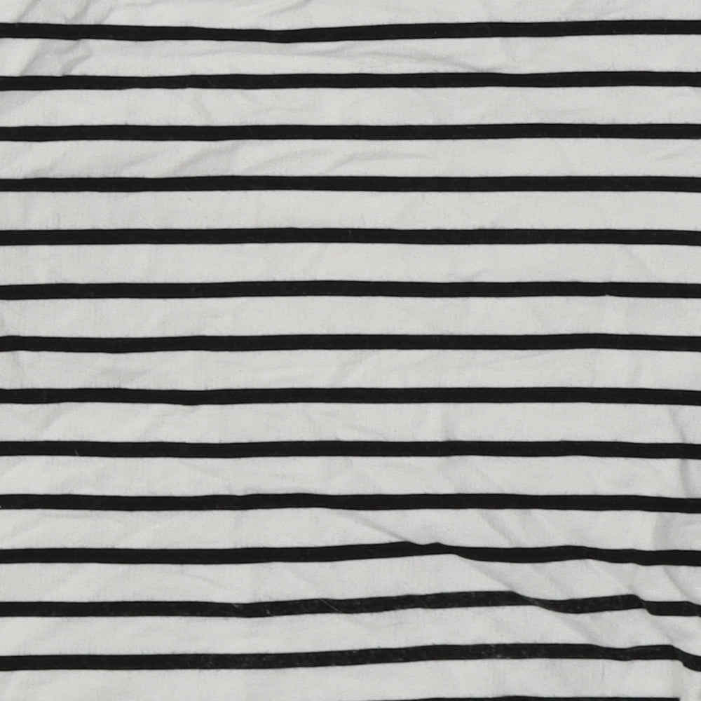 H&M Girls White Striped Cotton Pullover Sweatshirt Size 6-7 Years  Pullover - Sequin Detail, minnie mouse