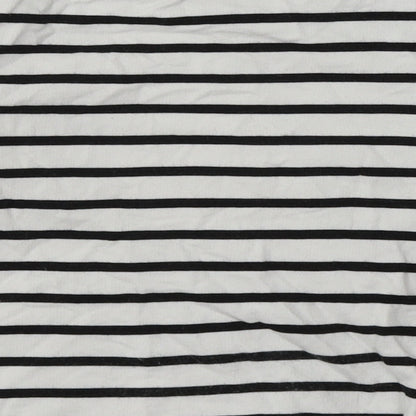 H&M Girls White Striped Cotton Pullover Sweatshirt Size 6-7 Years  Pullover - Sequin Detail, minnie mouse