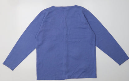 donna lewis Womens Purple Floral Acrylic Pullover Sweatshirt Size L  Pullover
