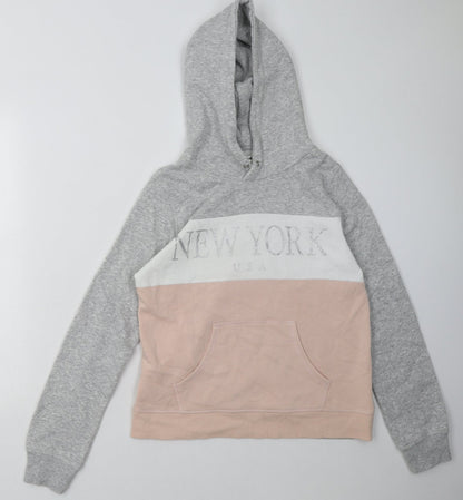 H&M Girls Grey Plaid Cotton Pullover Hoodie Size 14 Years  Pullover - New York
