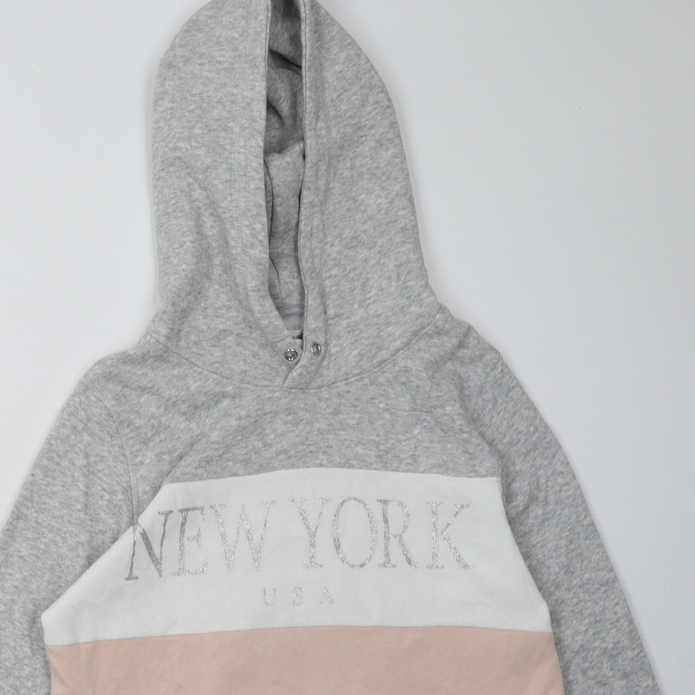 H&M Girls Grey Plaid Cotton Pullover Hoodie Size 14 Years  Pullover - New York