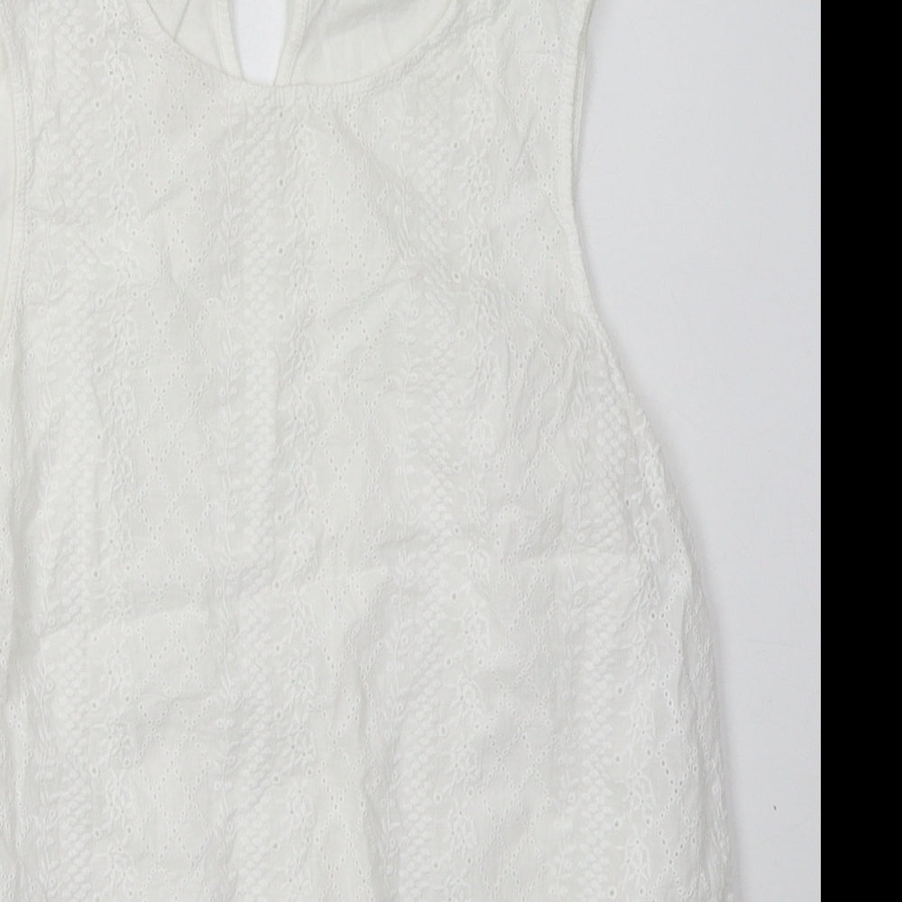 Womens UK Size 8 New Look White Basic Tank