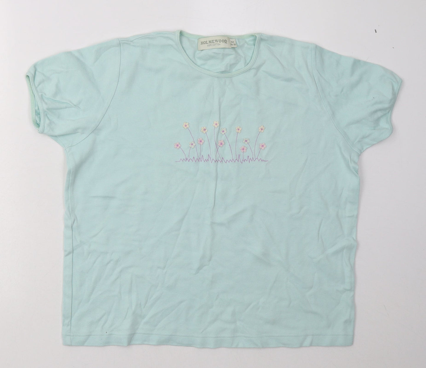 Womens UK Size M Holmewood Blue Basic T-Shirt