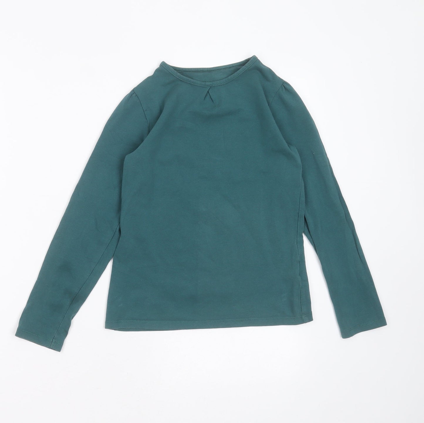 Vertbaudet Girls Green  Cotton Basic T-Shirt Size 10 Years Round Neck