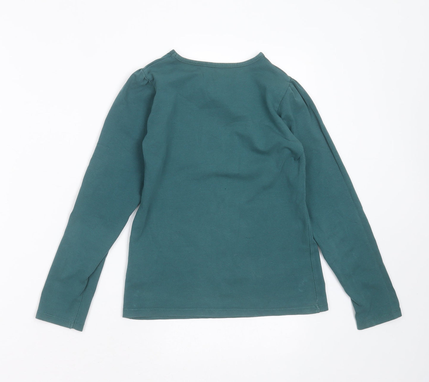 Vertbaudet Girls Green  Cotton Basic T-Shirt Size 10 Years Round Neck