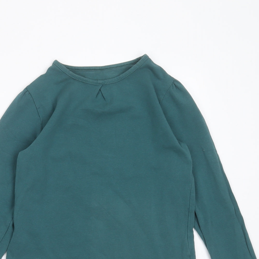 Vertbaudet Girls Green  Cotton Basic T-Shirt Size 10 Years Round Neck