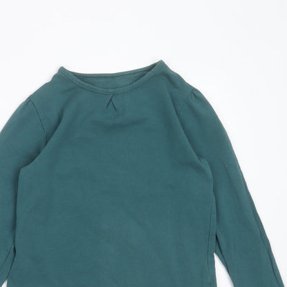 Vertbaudet Girls Green  Cotton Basic T-Shirt Size 10 Years Round Neck