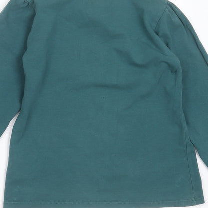 Vertbaudet Girls Green  Cotton Basic T-Shirt Size 10 Years Round Neck