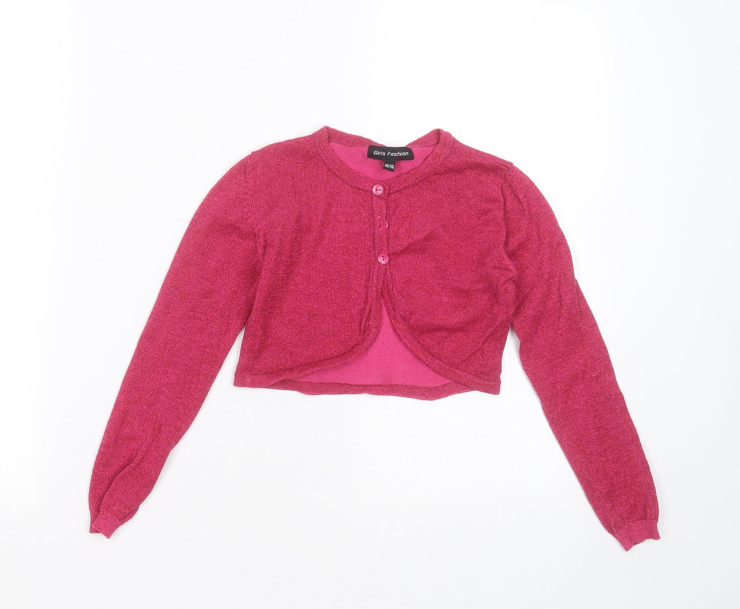 girls fashion Girls Purple Round Neck  Polyester Blend Shrug Jumper Size 5-6 Years  Button