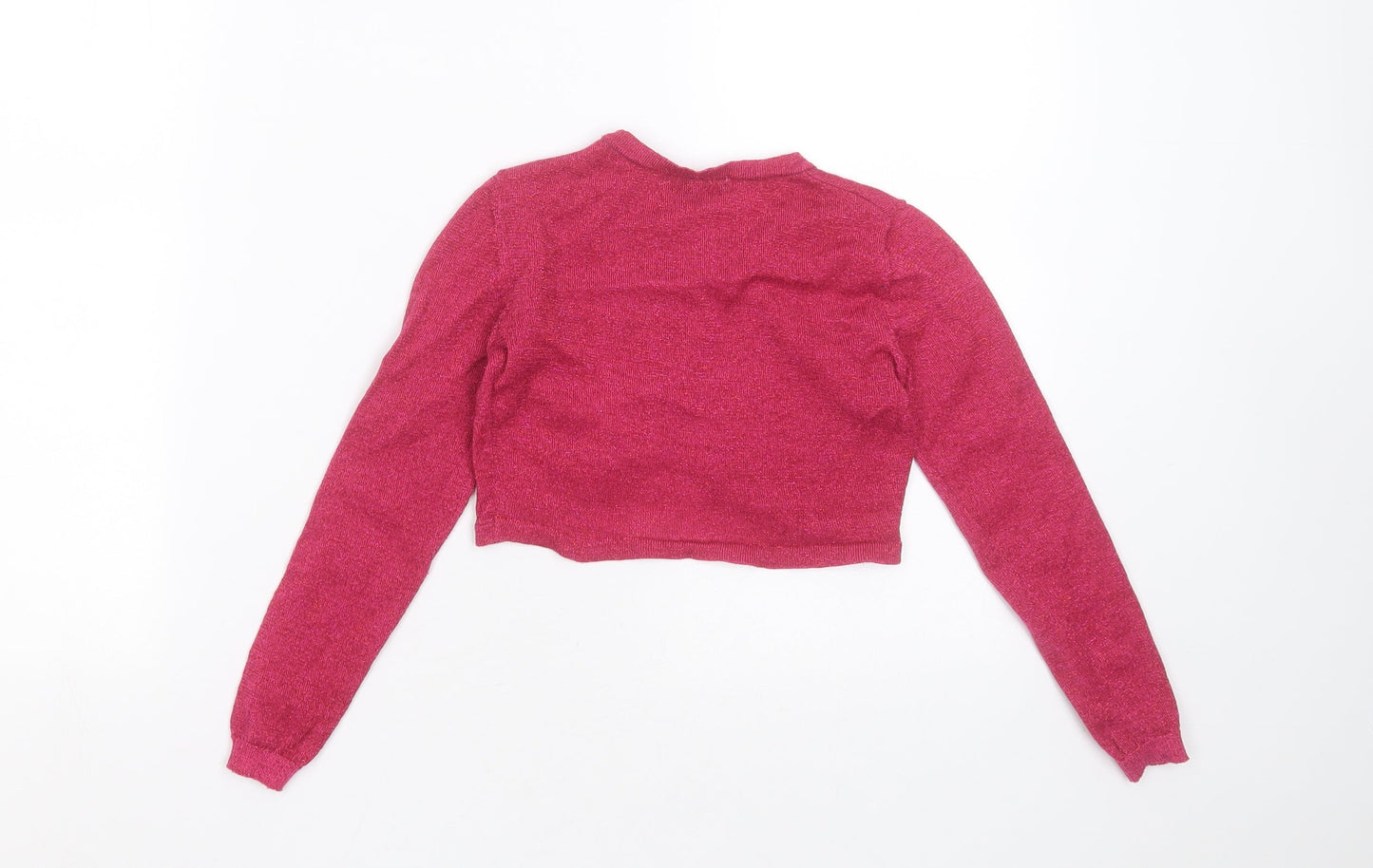 girls fashion Girls Purple Round Neck  Polyester Blend Shrug Jumper Size 5-6 Years  Button