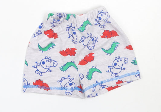 Nutmeg Boys Grey Solid Polyester Capri Sleep Shorts Size 12-18 Months   - peppa pig