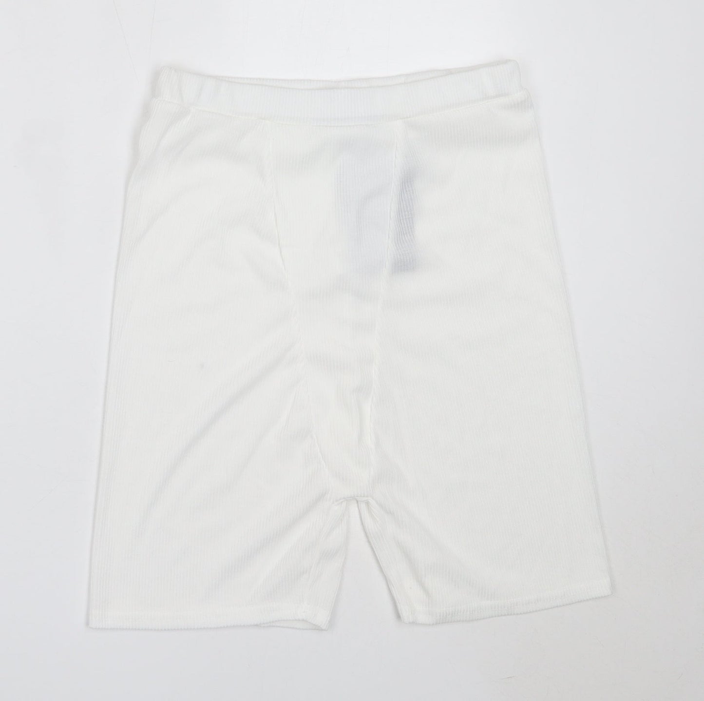PRETTYLITTLETHING Womens White  Polyester Compression Shorts Size 14  Regular