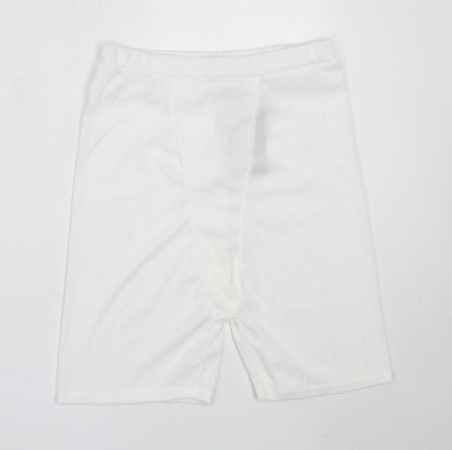 PRETTYLITTLETHING Womens White  Polyester Compression Shorts Size 14  Regular