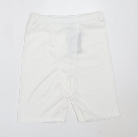 PRETTYLITTLETHING Womens White  Polyester Compression Shorts Size 14  Regular