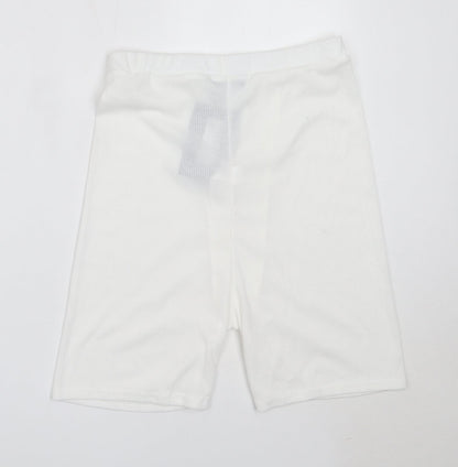 PRETTYLITTLETHING Womens White  Polyester Compression Shorts Size 14  Regular