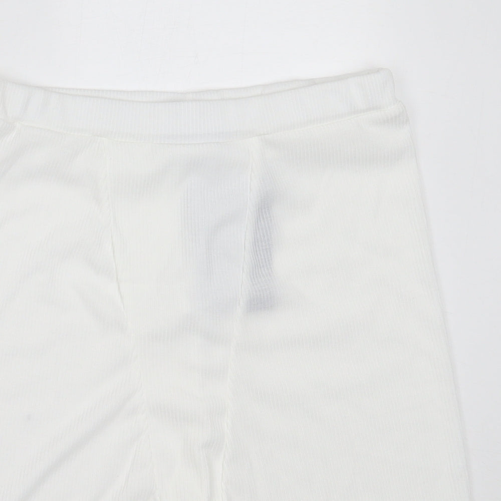 PRETTYLITTLETHING Womens White  Polyester Compression Shorts Size 14  Regular