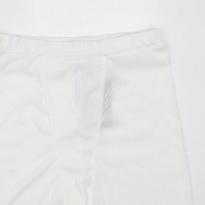 PRETTYLITTLETHING Womens White  Polyester Compression Shorts Size 14  Regular