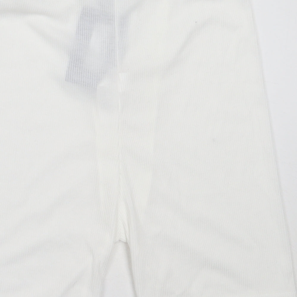 PRETTYLITTLETHING Womens White  Polyester Compression Shorts Size 14  Regular