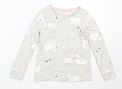 F&F Girls Grey Solid Cotton Top Pyjama Top Size 5-6 Years