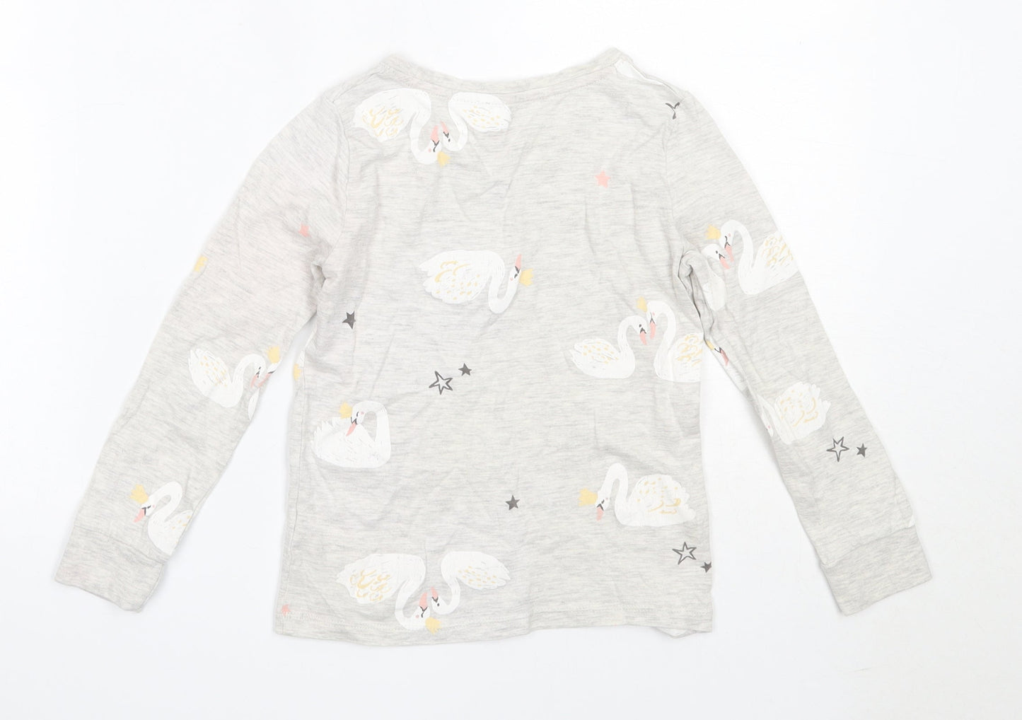 F&F Girls Grey Solid Cotton Top Pyjama Top Size 5-6 Years