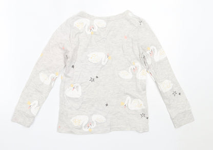 F&F Girls Grey Solid Cotton Top Pyjama Top Size 5-6 Years