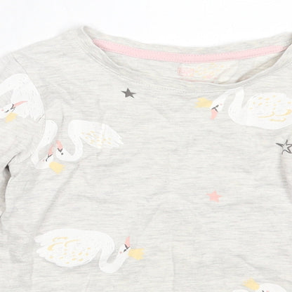 F&F Girls Grey Solid Cotton Top Pyjama Top Size 5-6 Years