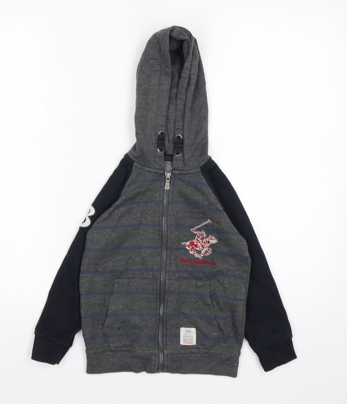 Beverly Hills Polo Club Boys Multicoloured Striped Cotton Full Zip Hoodie Size 5-6 Years