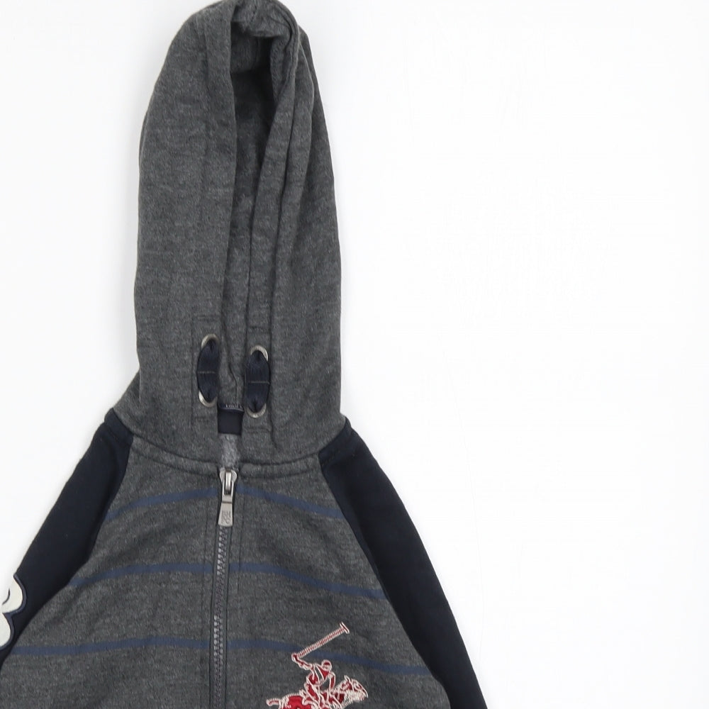 Beverly Hills Polo Club Boys Multicoloured Striped Cotton Full Zip Hoodie Size 5-6 Years