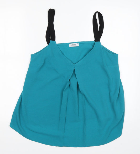 Papaya Womens Green  Polyester Basic Blouse Size 12 V-Neck