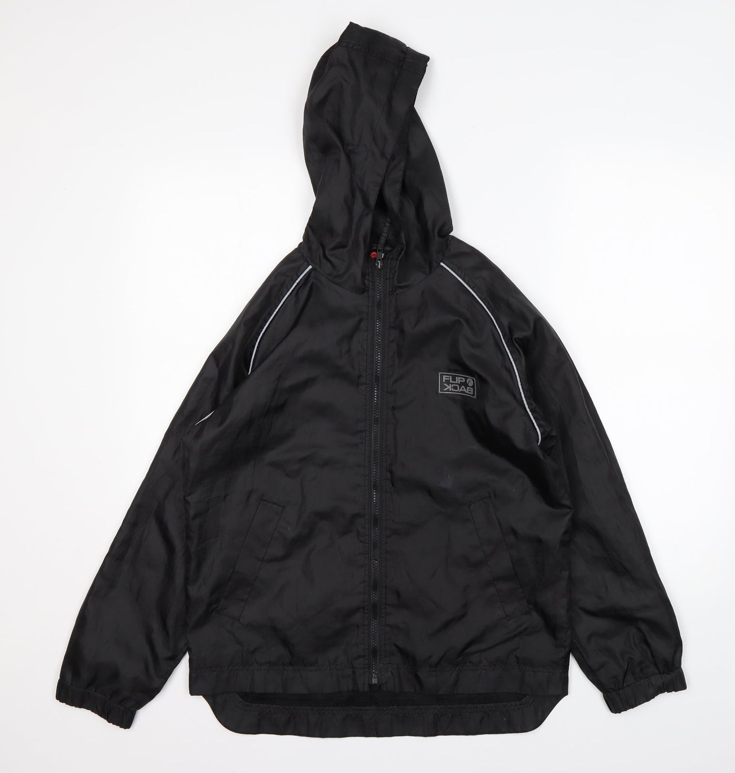 FlipBack Boys Black   Windbreaker Jacket Size 11-12 Years