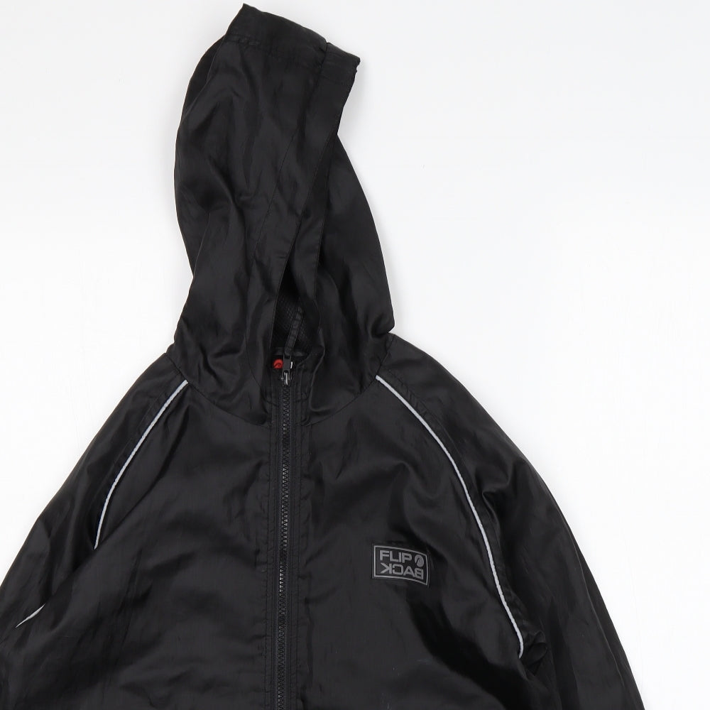 FlipBack Boys Black   Windbreaker Jacket Size 11-12 Years