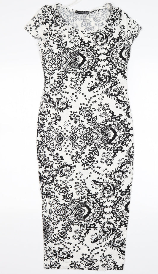 Atmosphere Womens Multicoloured Floral Viscose Pencil Dress  Size 10  Round Neck