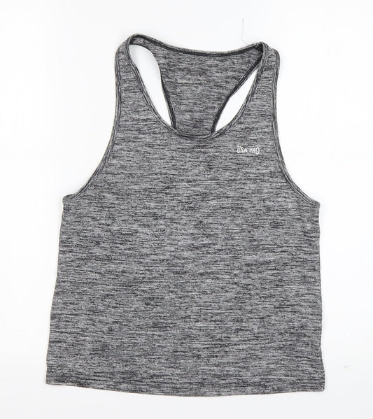 USA Pro Womens Grey  Nylon Basic Tank Size 6 Round Neck