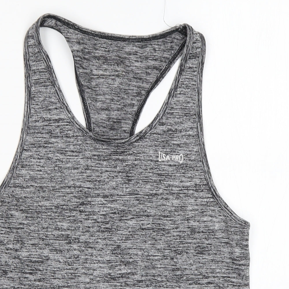 USA Pro Womens Grey  Nylon Basic Tank Size 6 Round Neck