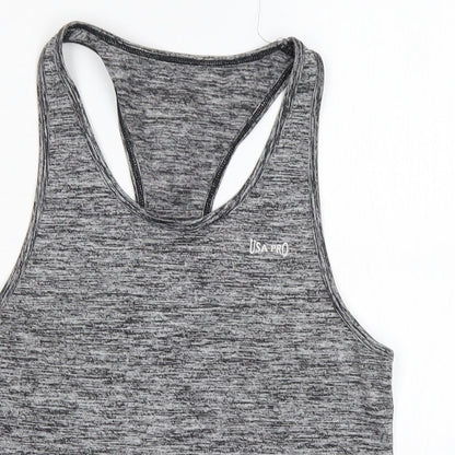 USA Pro Womens Grey  Nylon Basic Tank Size 6 Round Neck