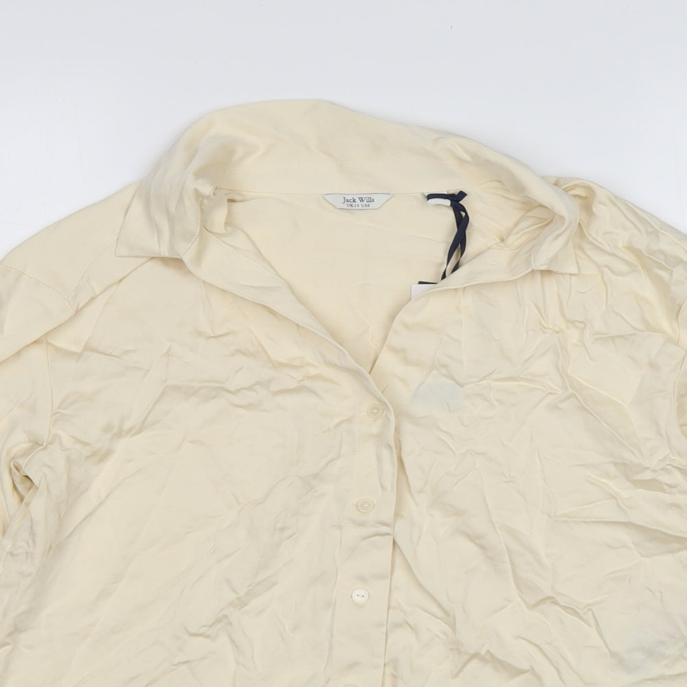 Womens UK Size 10 Jack Wills Beige Basic Button-Up