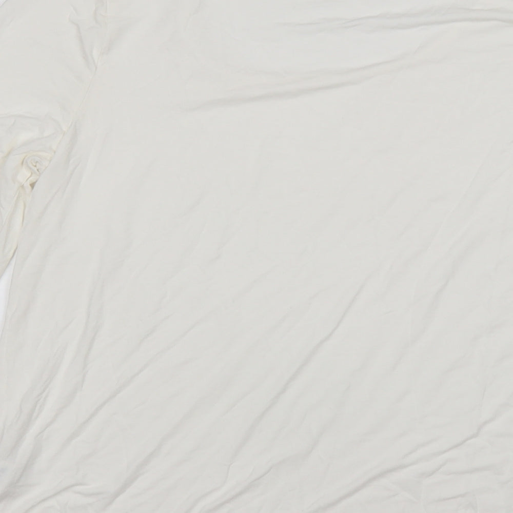 Lands End Womens White  Elastane Basic T-Shirt Size M Round Neck