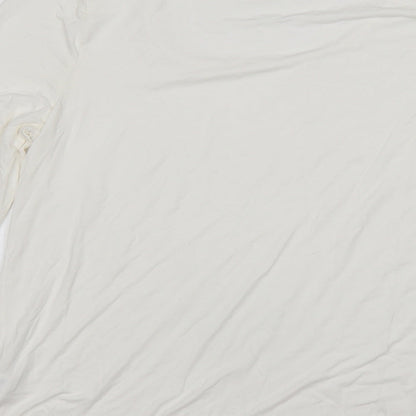 Lands End Womens White  Elastane Basic T-Shirt Size M Round Neck