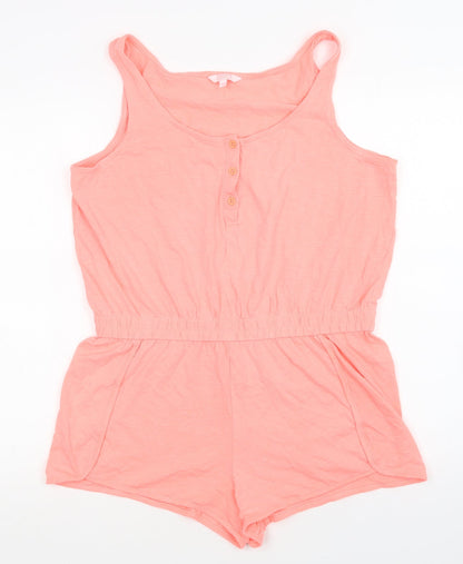 Papaya Womens Pink  Cotton Playsuit One-Piece Size M  Button
