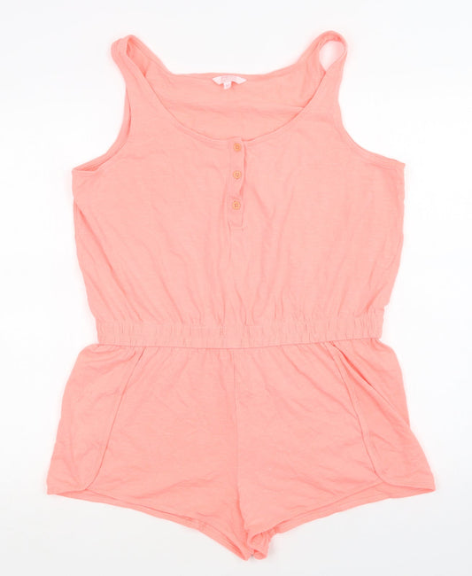 Papaya Womens Pink  Cotton Playsuit One-Piece Size M  Button