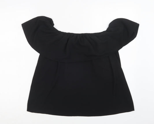 Dorothy Perkins Womens Black  Polyester Basic Blouse Size 10 Off the Shoulder