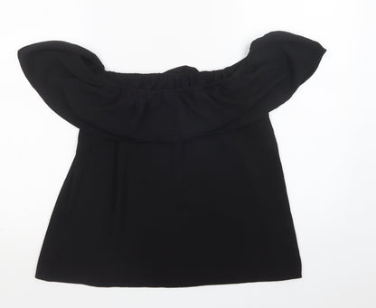 Dorothy Perkins Womens Black  Polyester Basic Blouse Size 10 Off the Shoulder