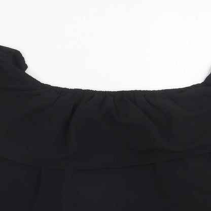 Dorothy Perkins Womens Black  Polyester Basic Blouse Size 10 Off the Shoulder