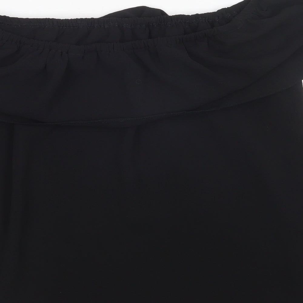 Dorothy Perkins Womens Black  Polyester Basic Blouse Size 10 Off the Shoulder