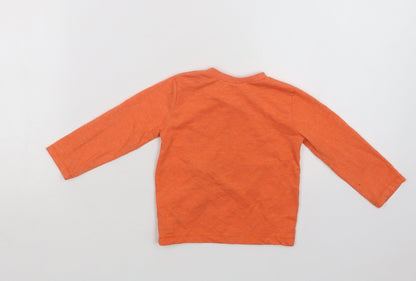 F&F Baby Orange  Polyester Basic T-Shirt Size 6-9 Months Crew Neck Button - Dino