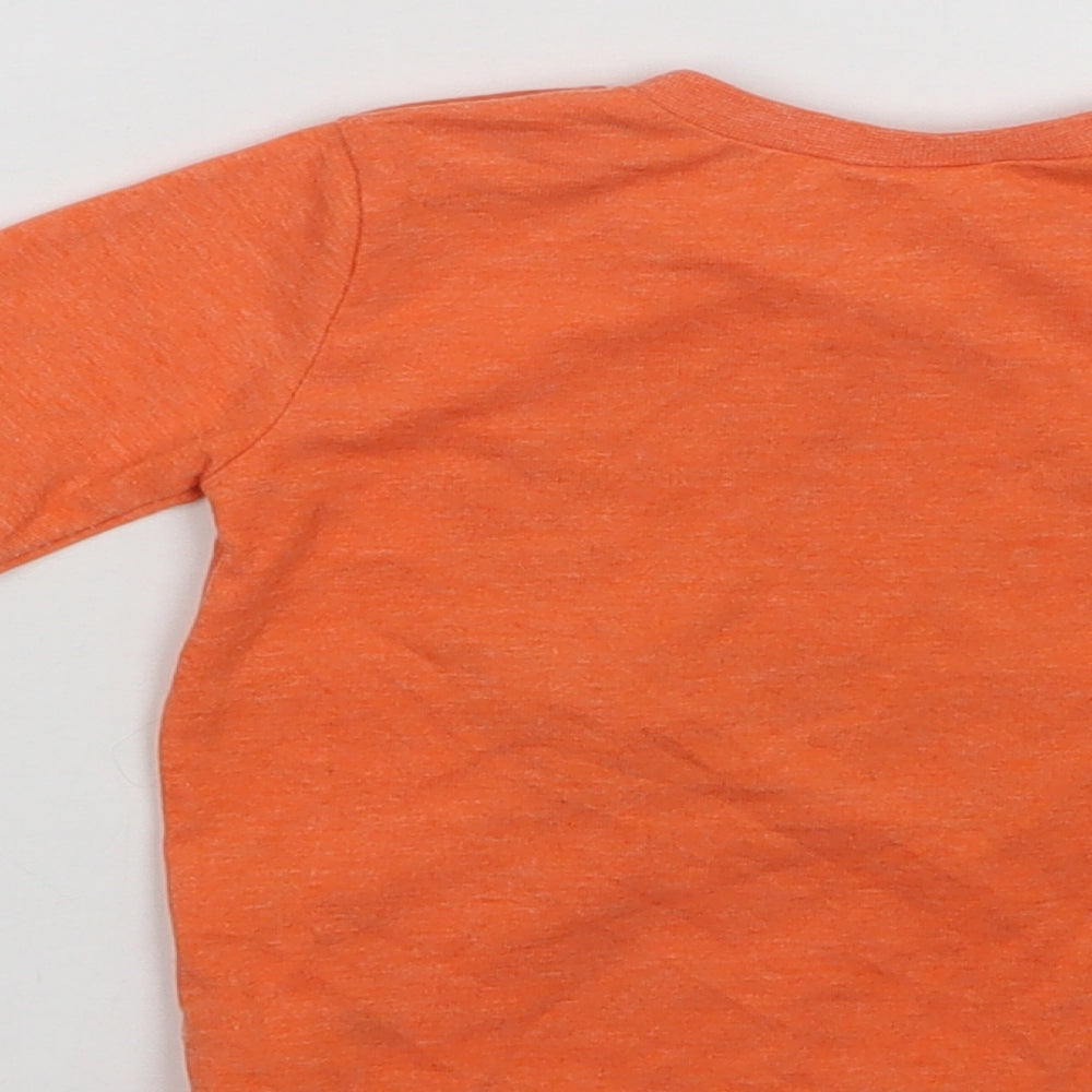 F&F Baby Orange  Polyester Basic T-Shirt Size 6-9 Months Crew Neck Button - Dino
